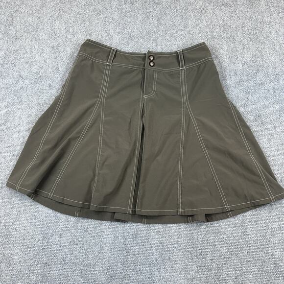 Athleta Womens Whatever Skort Sz 4 Olive Pleated Button-Zip Fly Pockets Stretch - Picture 2 of 10